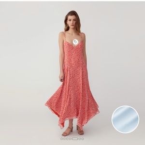 Fame And Partners Godet Slip Dress Pale Blue